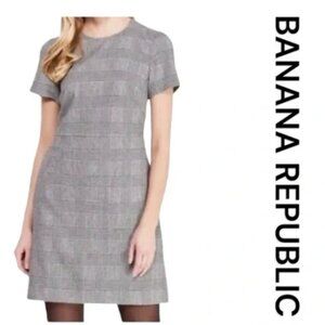 Banana Republic Glen Plaid short sleeved wool-blend dress, Size 4